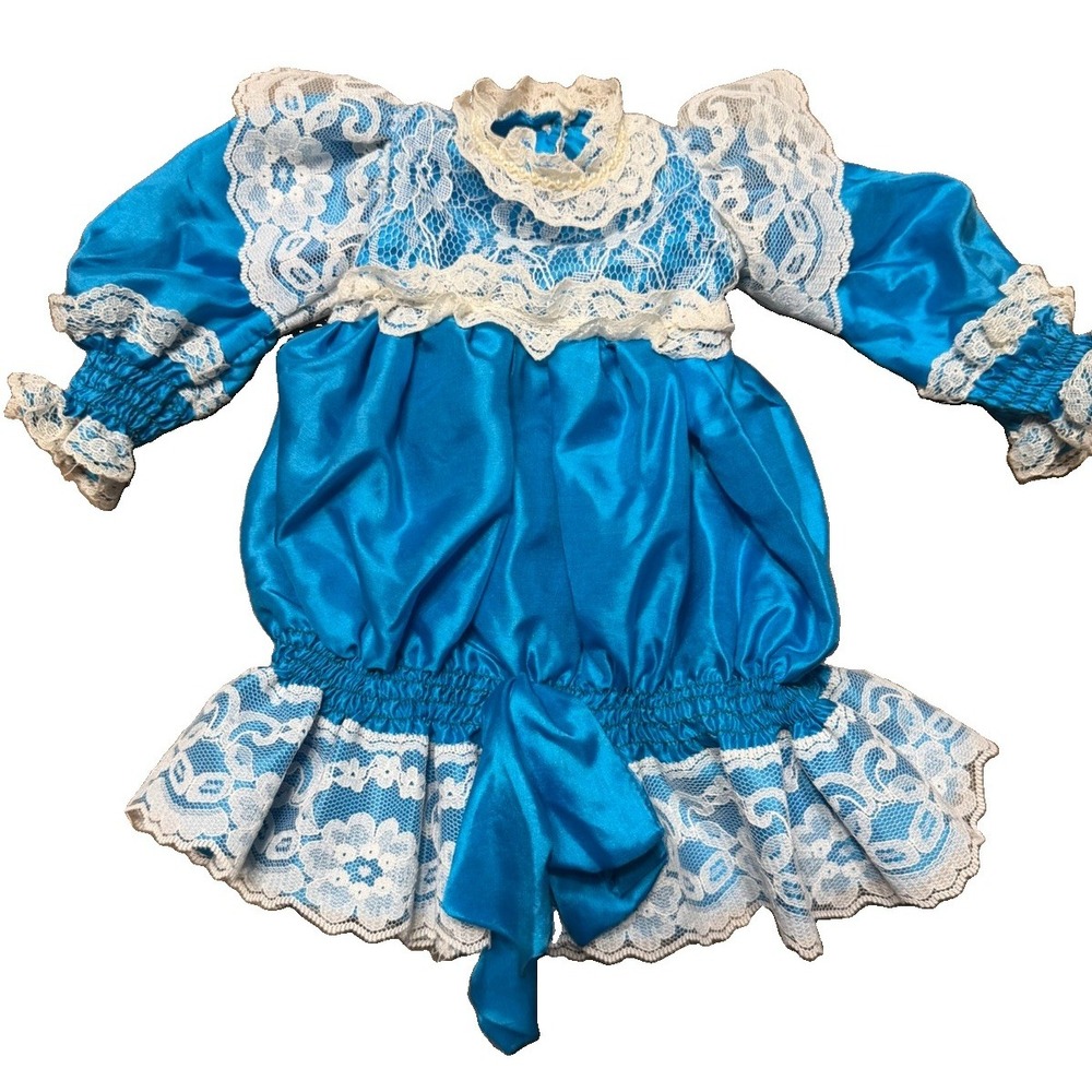 Vintage 18" Doll Outfit Peacock Blue & Lace Dress Christa By Janis Berard Kais